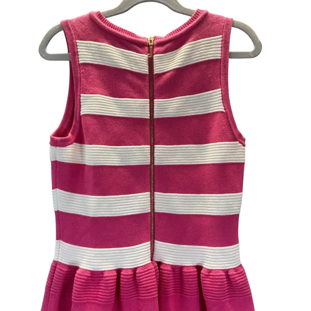 Juicy Couture Bright Pink and White Striped Drop Waist Dress Girls XL